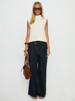 Lanette High Neck Sleeveless Top Cream