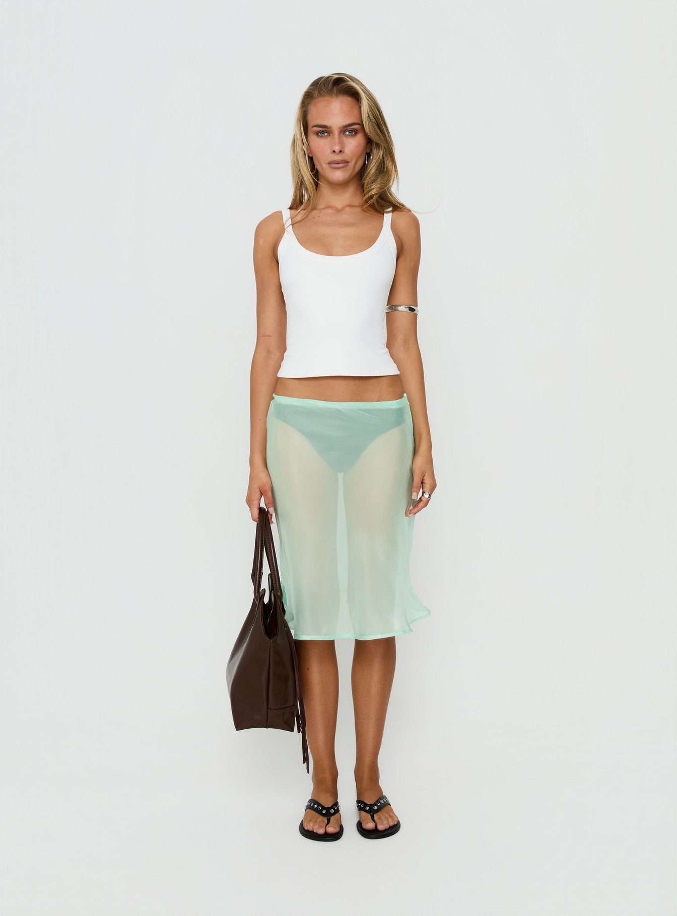 Sidori Sheer Midi Skirt Jelly Mint | Princess Polly