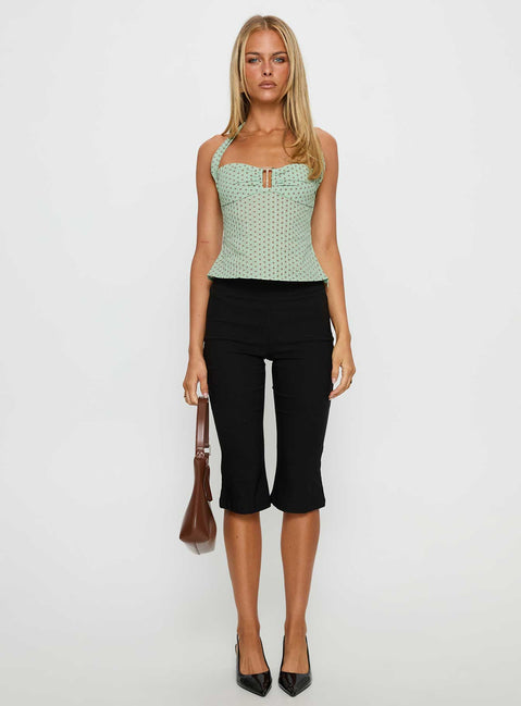 Isabetta Halter Top Green Polka