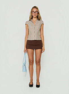Arianwyn Short Sleeve Shirt Brown Multi Stripe
