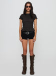 Romelle Shirred Top Black / Brown Plaid