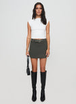   front view of model wearing Princess Polly Nozomi Mini Skirt Charcoal Mini Skirts 