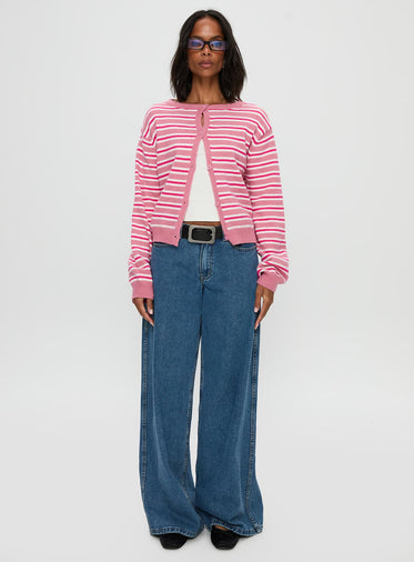 Heavenly Dream Cardigan Pink Stripe