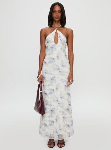 Walk On Water Halter Maxi Dress White