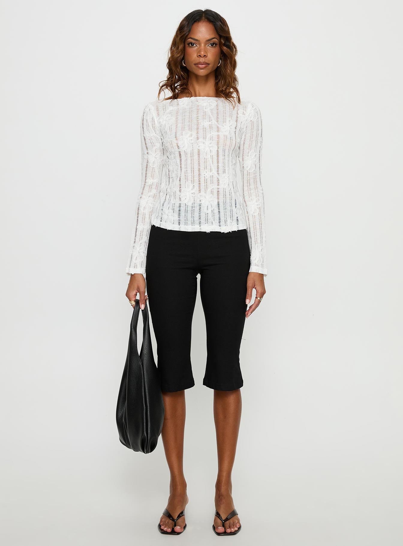 Devanie Sheer Long Sleeve Top White | Princess Polly