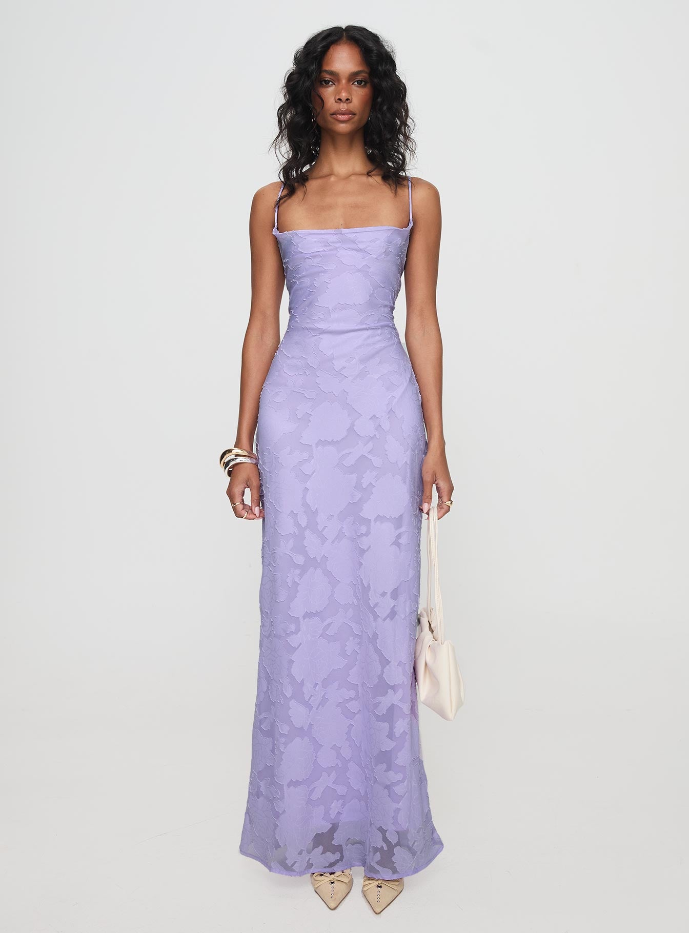 Celena Maxi Dress Lilac Burnout | Princess Polly