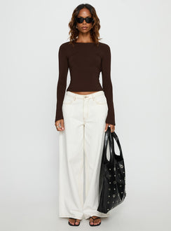 Harpur Long Sleeve Backless Top Chocolate