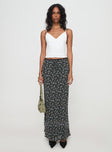   front view of model wearing Princess Polly Emily Maxi Skirt Blue / Black Floral Maxi 