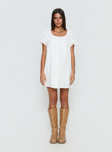 slim fit dress slacks Princess Polly Women's Lukea Long Sleeve Minidress - White main image 0