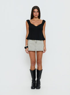 With Pleasure Puff Sleeve Linen Blouse Top Black