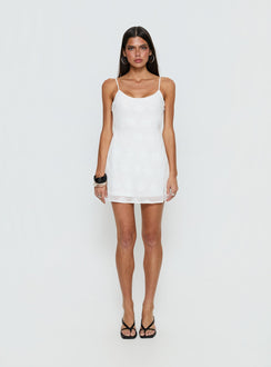 Lissie Scoop Mini Dress White Polka Dot