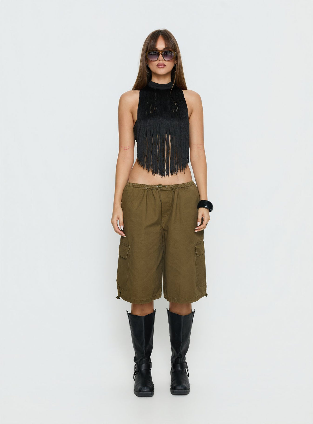 Allyza Baggy Cargo Shorts Olive Tall