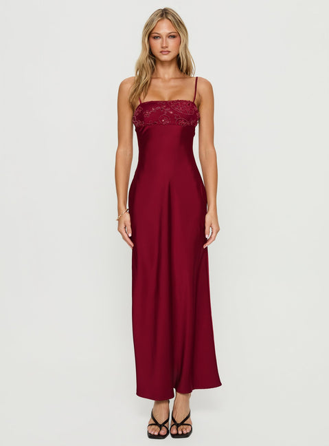 Engracia Sequin Maxi Dress Burgundy
