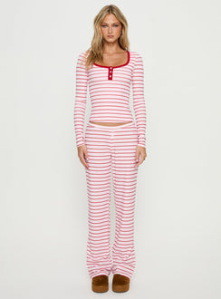 Slumber Party Sleep Rib Pants Pink Stripe