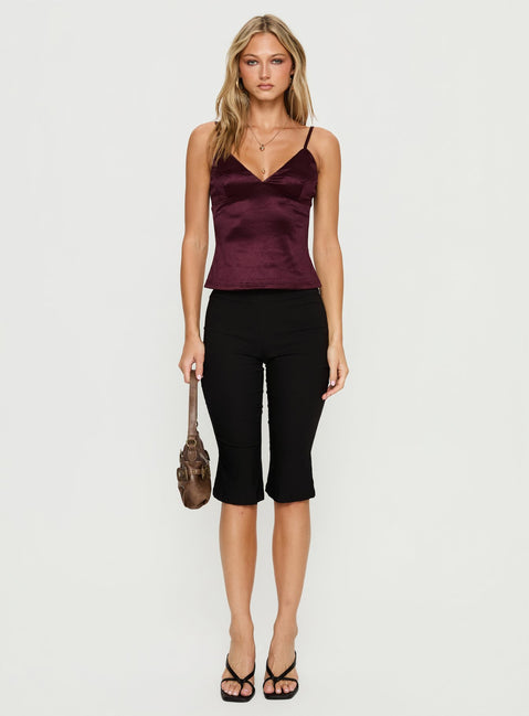 Lunetta Picot Trim Cami Top Burgundy