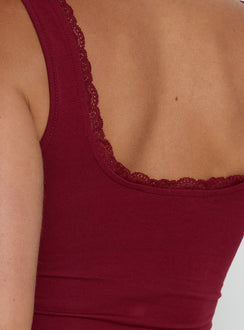 Serae Lace Trim Tank Top Cherry