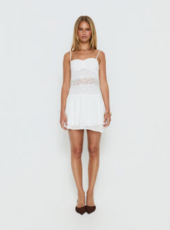 Memoria Lace Mini Dress White