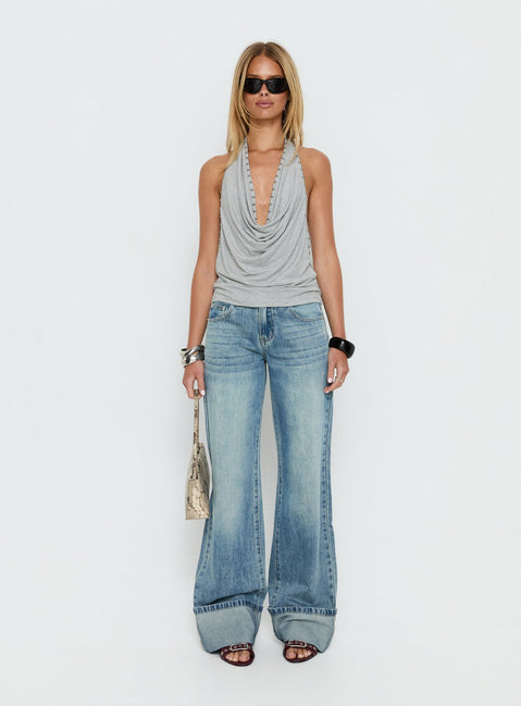 Khoda Studded Halter Top Grey Marle