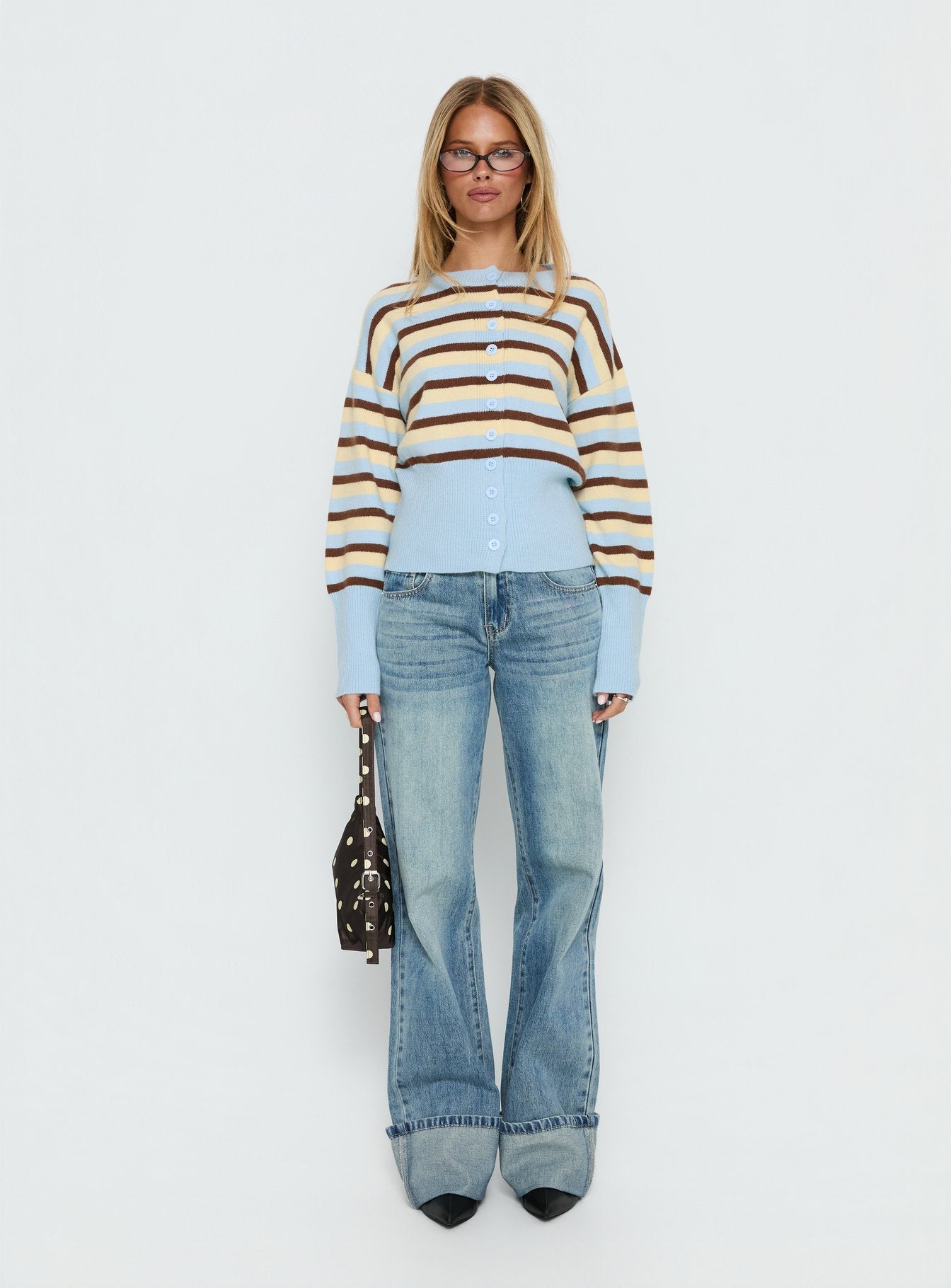 Rhitta Button Down Cardigan Multi Stripe | Princess Polly
