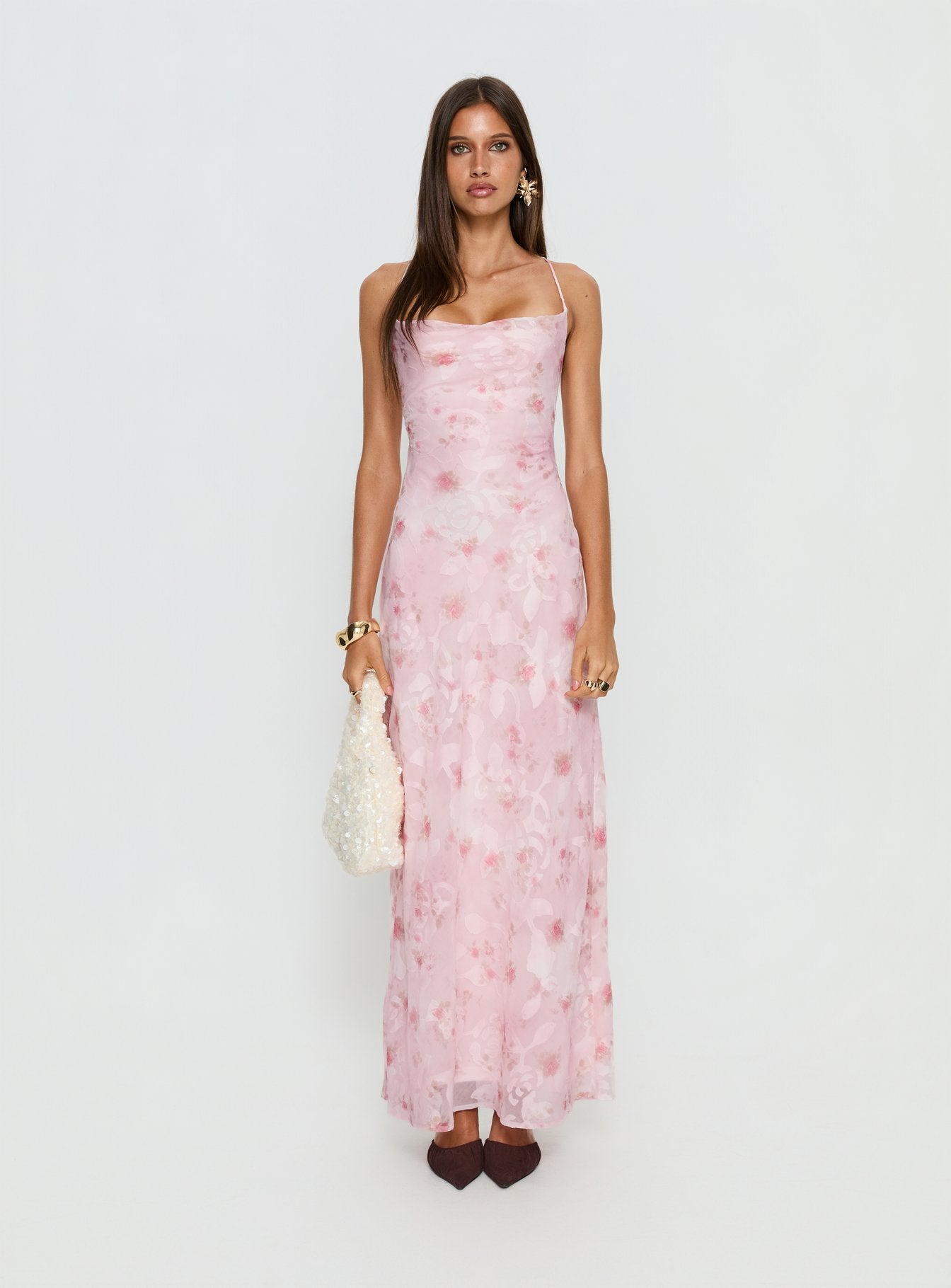 Celena Maxi Dress Pink Floral Burnout Celena Maxi Dress Pink Floral Burnout