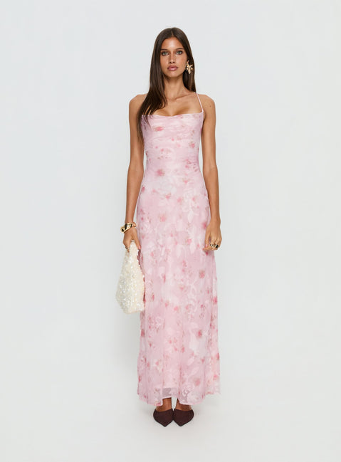 Celena Maxi Dress Pink Floral Burnout | Princess Polly Celena Maxi Dress Pink Floral Burnout | Princess Polly