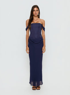 Joslyne Off Shoulder Corset Maxi Dress Navy