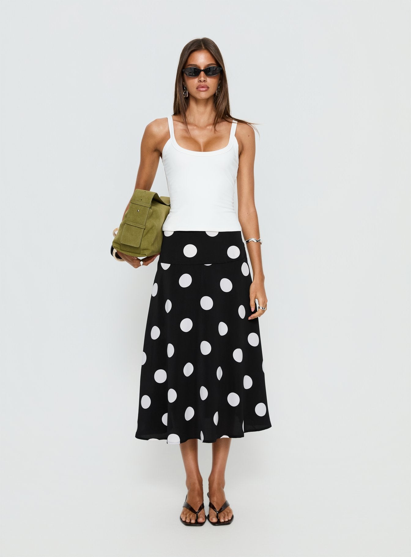 Picture It Midi Skirt Black Polka Dot | Princess Polly