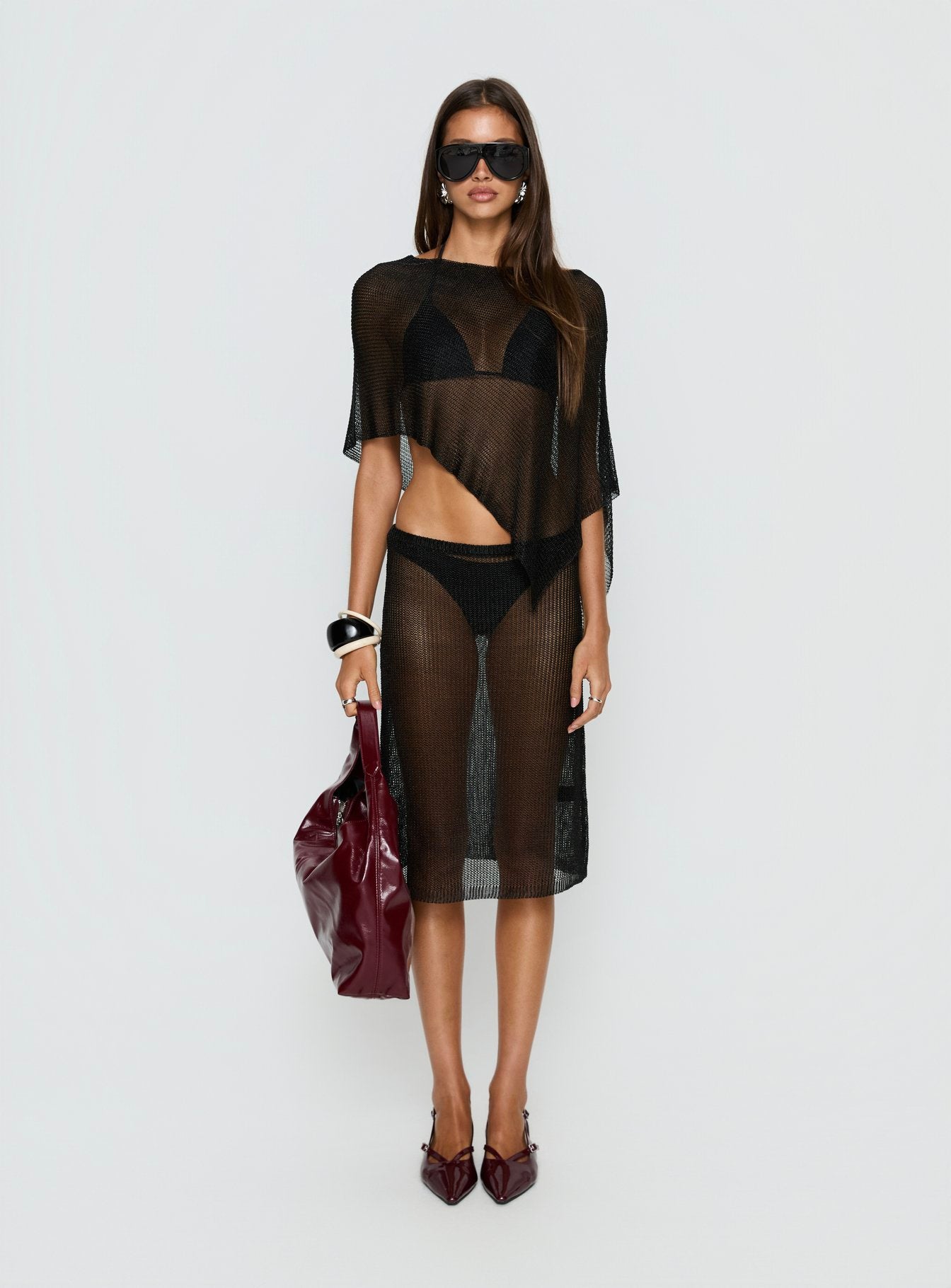 sheer poncho over dress Sleeveless Maxi Dress Covered with a Sheer Lace Sequined Poncho