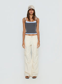 Maeka Layered Jersey Tank Top Grey / Blue
