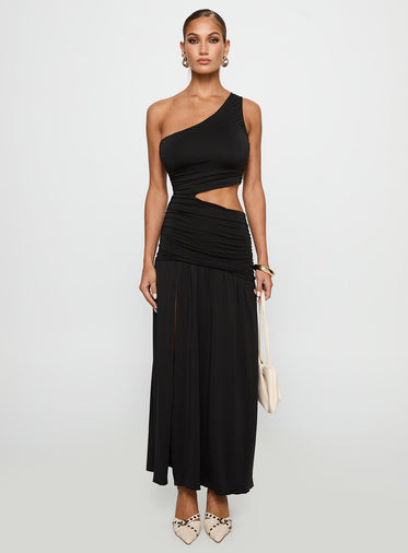 Magnetize Ruched Maxi Dress Black