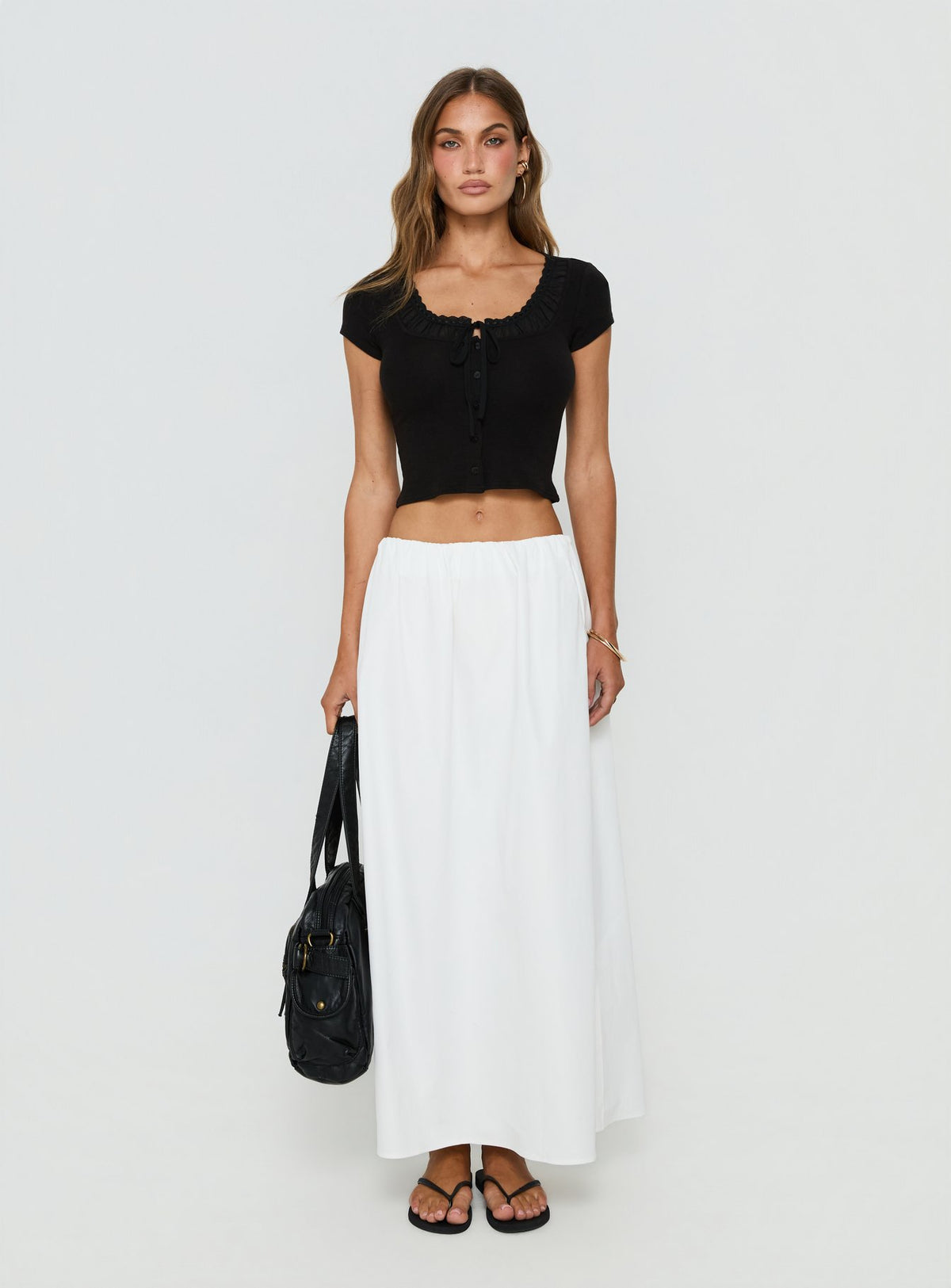 Kaliyah Layered Button Down Top Black