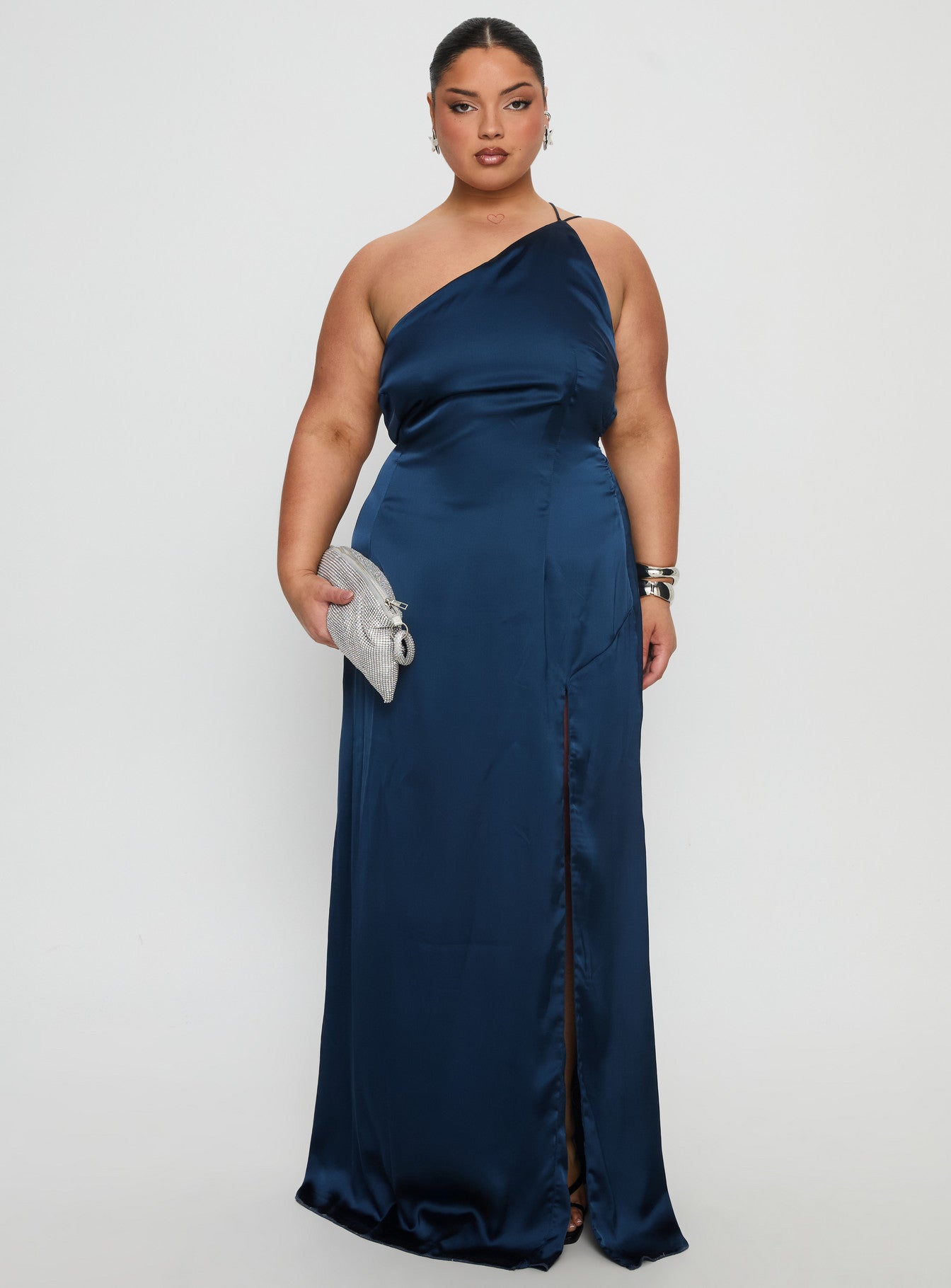 Kiss Of Life Satin Maxi Dress Navy Curve | Princess Polly Kiss Of Life Satin Maxi Dress Navy Curve | Princess Polly