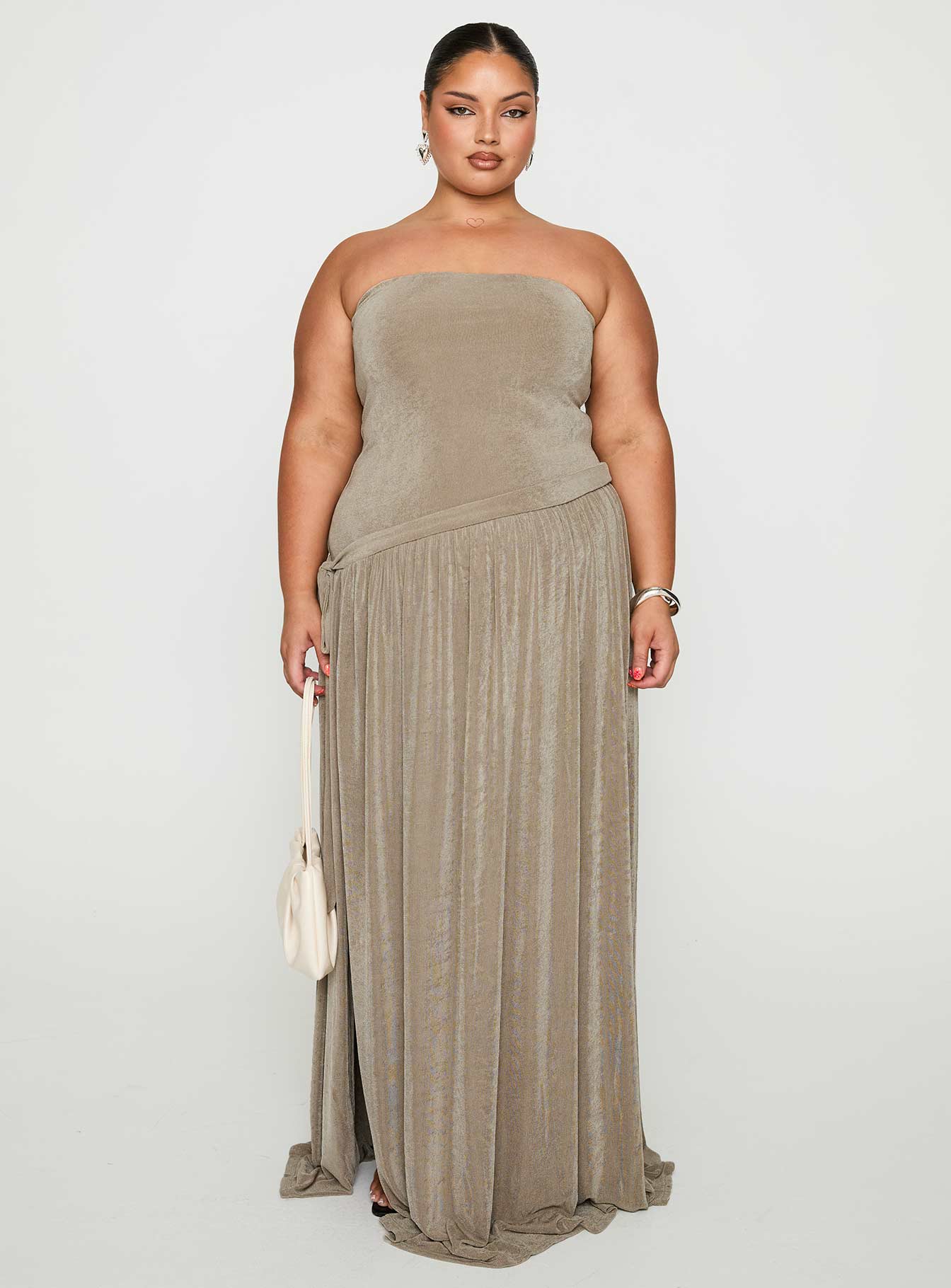 Inka Strapless Maxi Dress Taupe Curve Inka Strapless Maxi Dress Taupe Curve