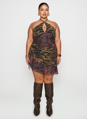 Syrefena Halter Mini Dress Multi Curve