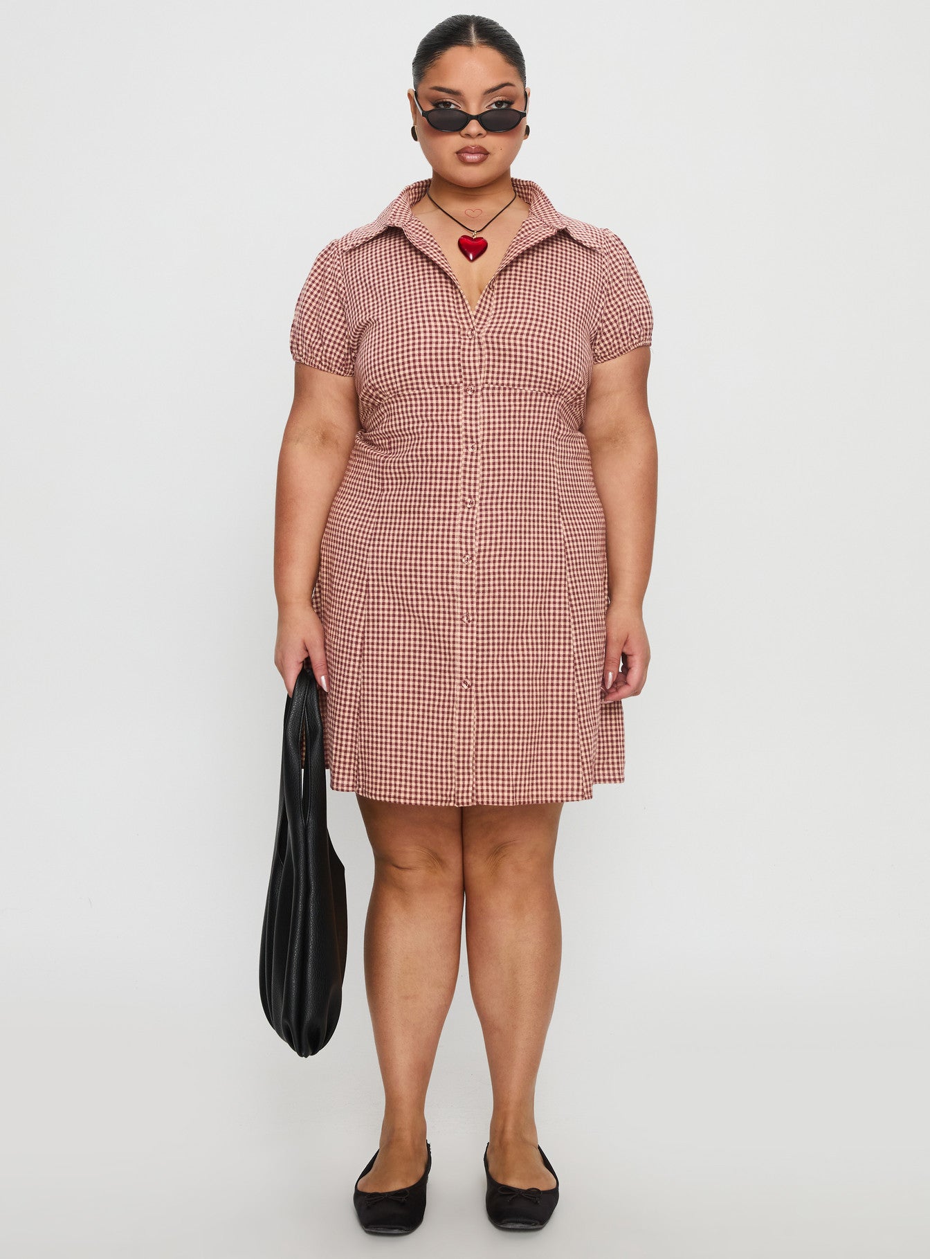 red gingham dress plus size Plus Size - Sweetheart O-Ring Mini Dress