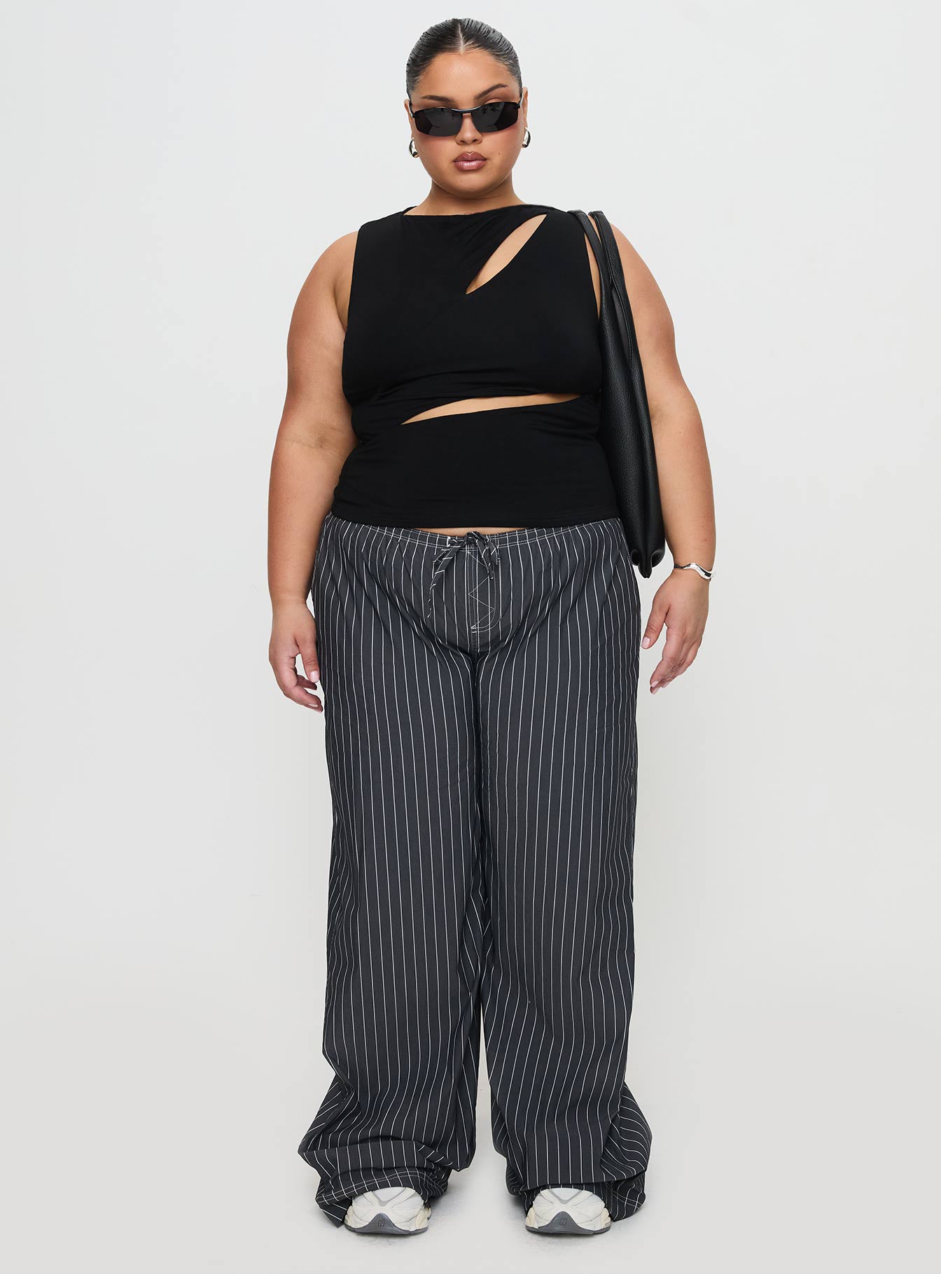 Ablaze Cut Out Top Black Sleeveless High Neck 