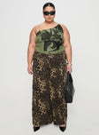 Front view of model wearing  front Princess Polly Low Rise Pants  Pantar Low Rise Pants Leopard Curve