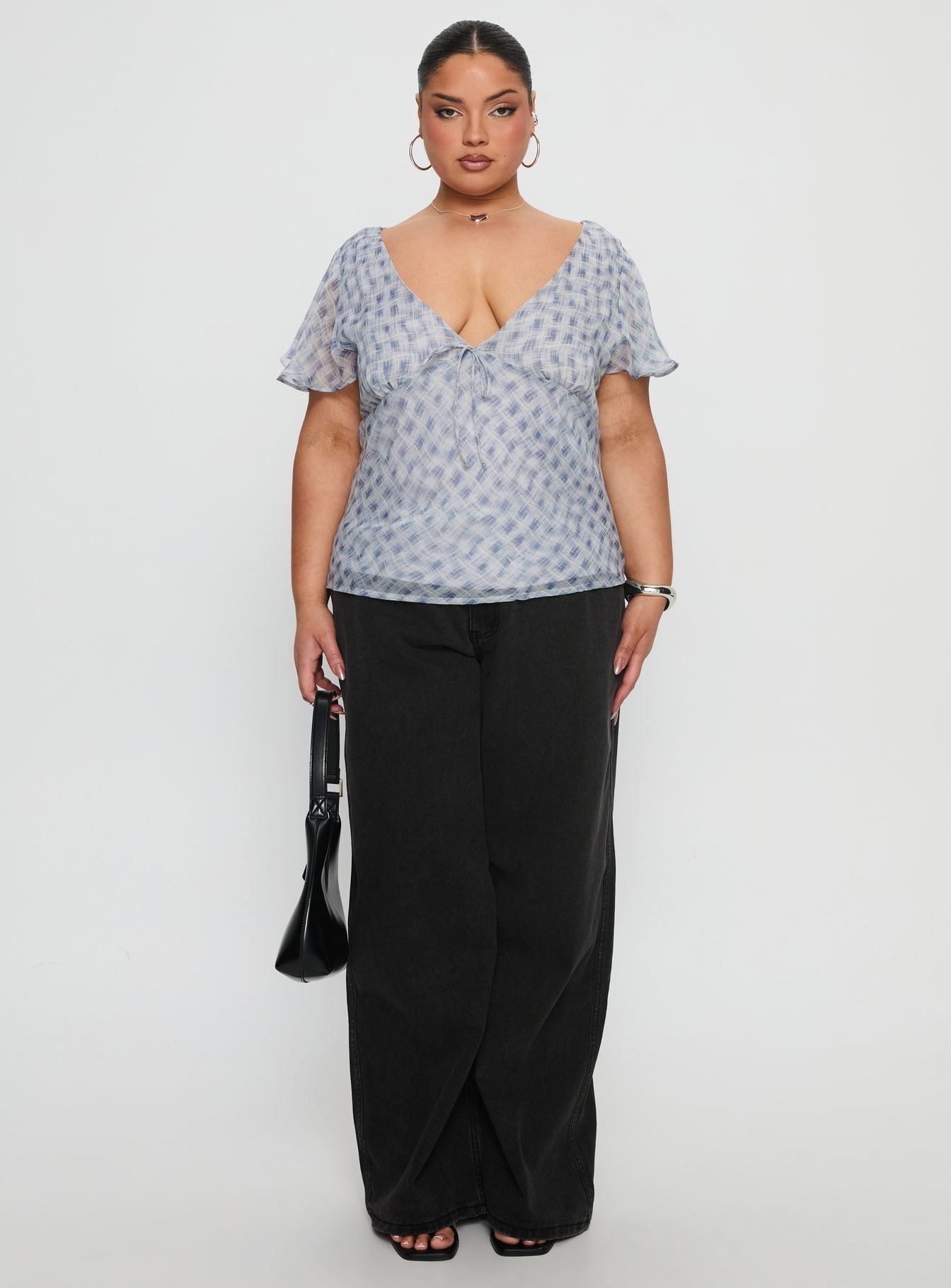 My Last Love Top Blue Check Curve | Princess Polly