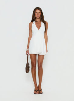 Taija Wrap Mini Dress White