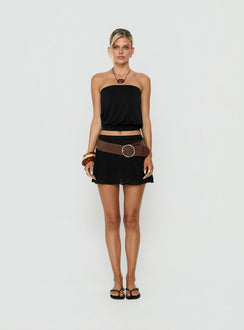 Wryn Strapless Blouson Tie Detail Top Black