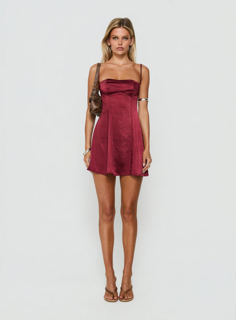 Easy To Love Mini Dress Burgundy