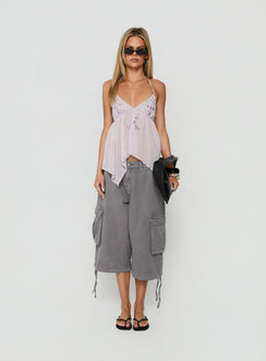 Wistie Asymmetrical Beaded Top Lilac