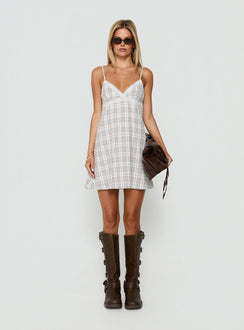 Lunya Mini Dress Brown Check