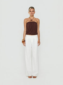 Two Lovers Linen Low Rise Pants White