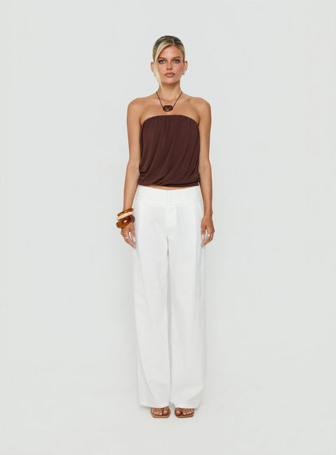 Two Lovers Linen Low Rise Pants White