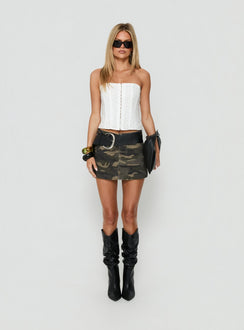 Emryssa Strapless Panelled Corset Top White