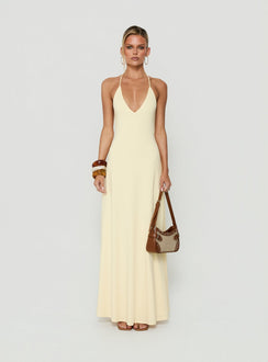 Palmas Halter Maxi Dress Butter Yellow