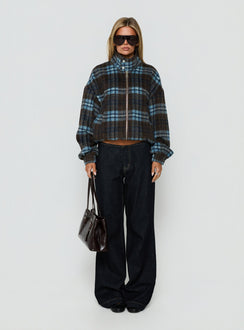 Ellissa Bomber Jacket Blue Check