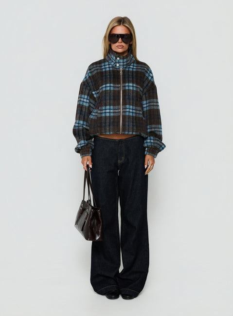 Ellissa Bomber Jacket Blue Check