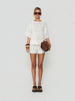 Rheara Knit Short Sleeve Top White
